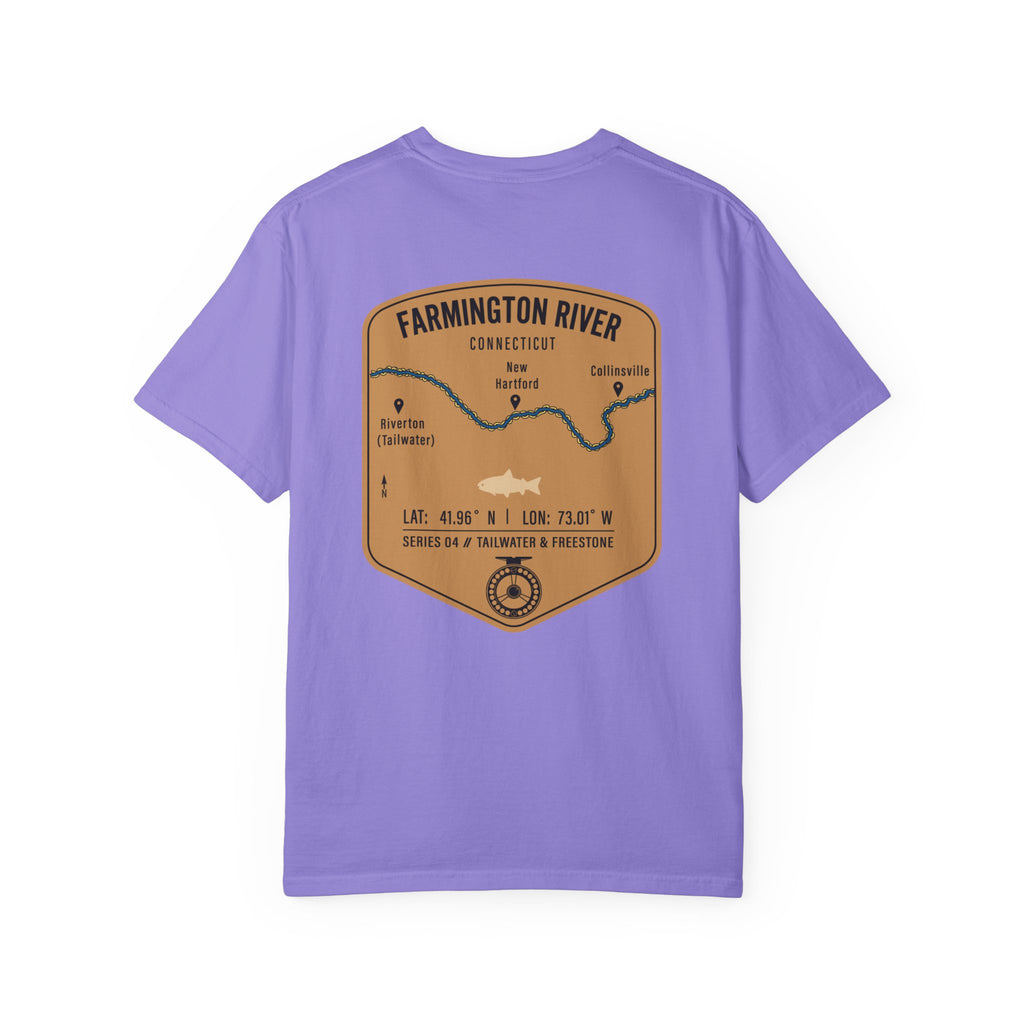 Farmington River Connecticut Fly Fishing T-Shirt - Vintage Trout Angler Map Tee - Tailwater & Freestone Series