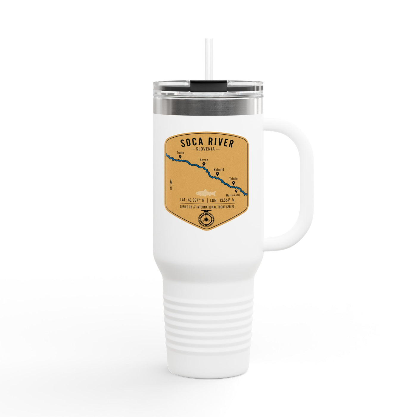 Soca River Fishing Badge Travel Mug | 40oz Insulated Tumbler