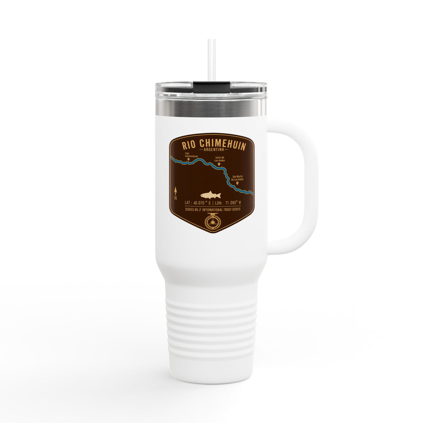 Rio Chimehuin Fishing Badge Travel Mug | 40oz Insulated Tumbler