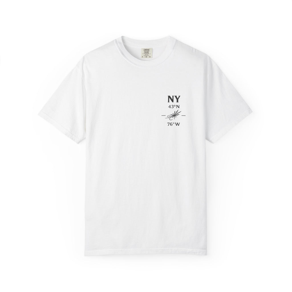 New York - State Fly Fishing Badge — Rugged Cotton Tee