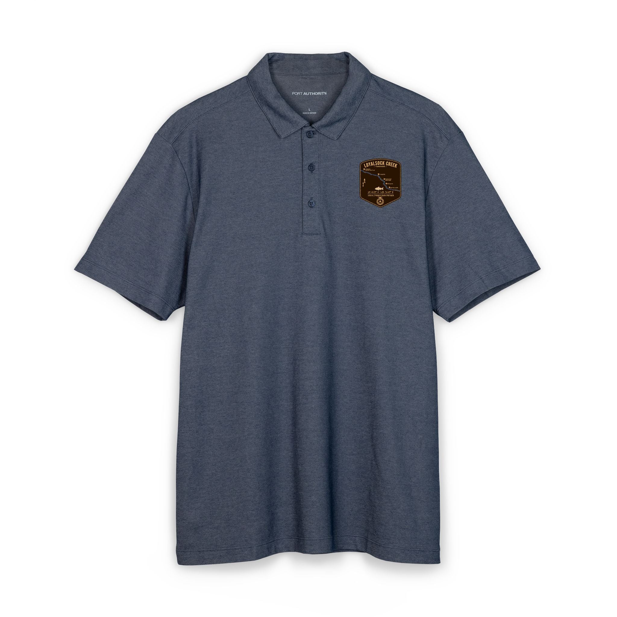 Loyalsock Creek Fishing Map Polo | Port Authority® Fine Pique Blend