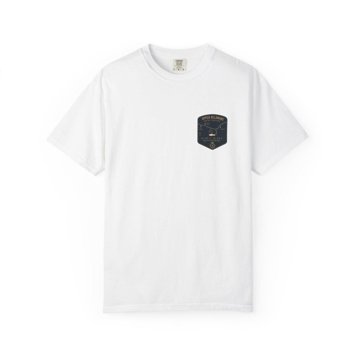 Upper Delaware Fishing Map Pocket-Size Patch — Rugged Cotton Tee