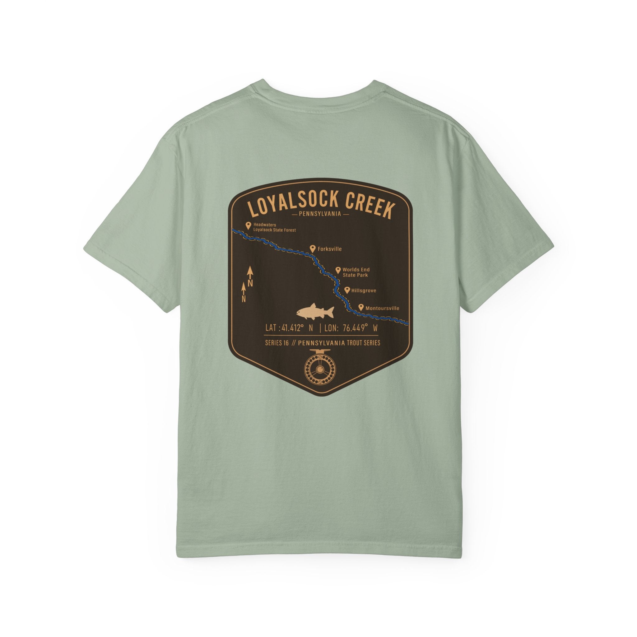 Loyalsock Creek Pennsylvania Fly Fishing T-Shirt - Vintage Trout Series Map Tee for Anglers and Outdoorsmen