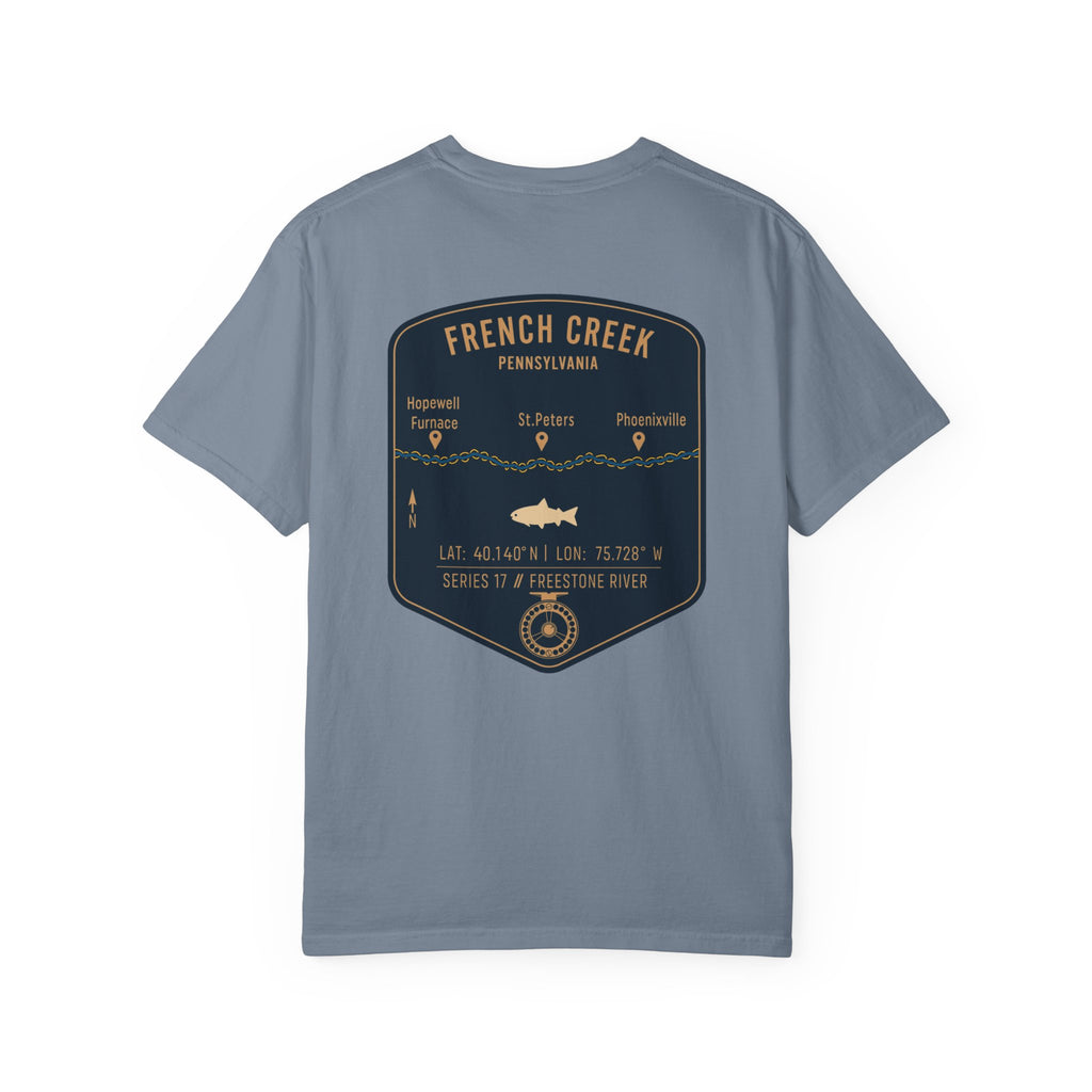French Creek Pennsylvania Fly Fishing T-Shirt - Vintage Angler Tee with Hopewell Furnace & Phoenixville - Premium Fishing Gift for Men