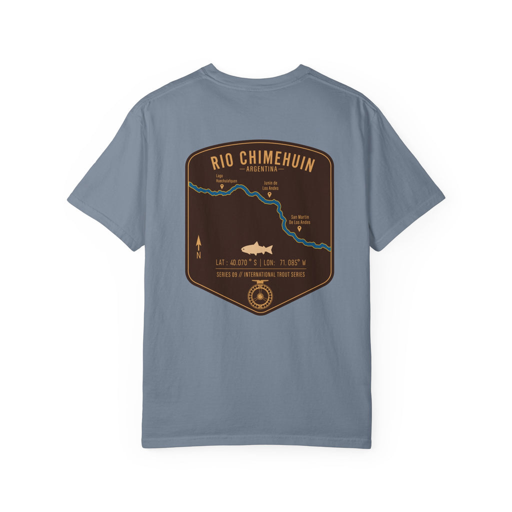 Rio Chimehuin Argentina Fly Fishing T-Shirt - Vintage Patagonia Trout Series Map Tee - Junin de los Andes Souvenir