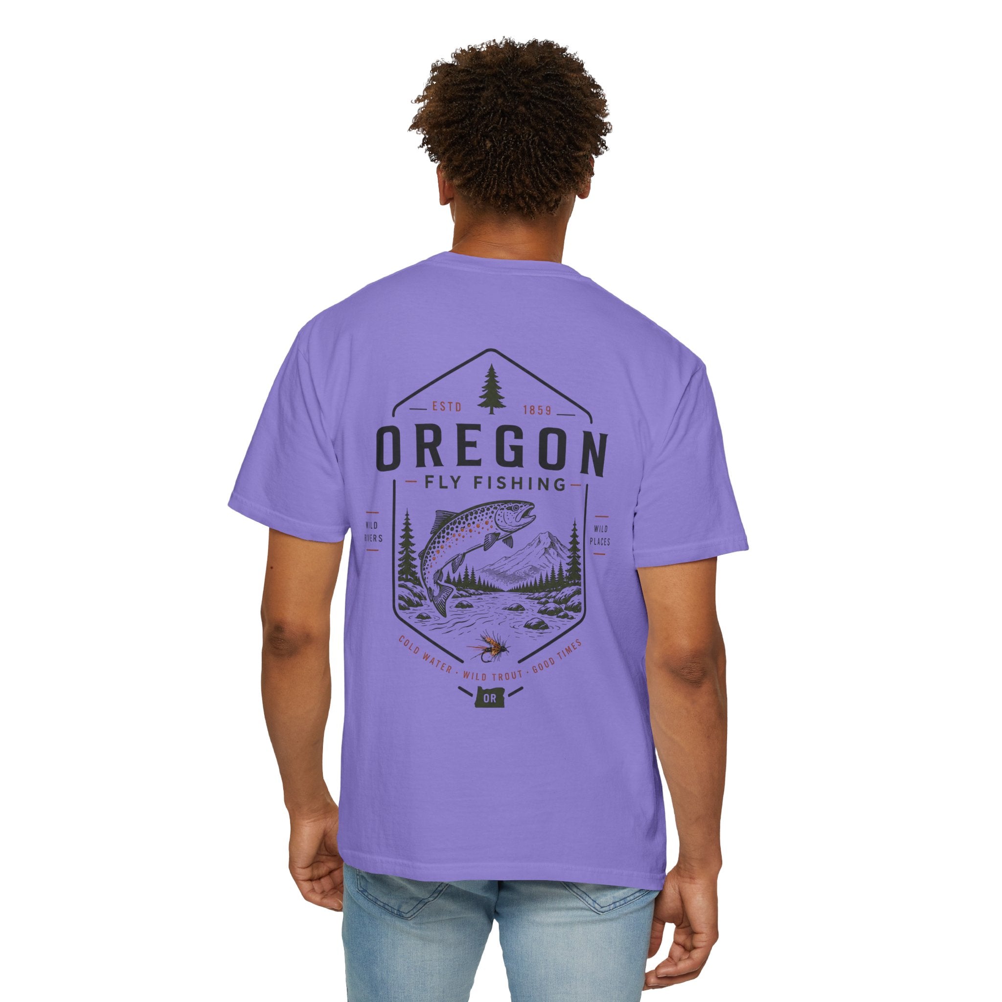 Oregon - State Fly Fishing Badge — Rugged Cotton Tee