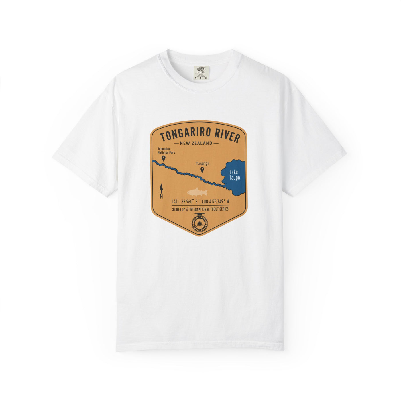 Global Series - Tongariro River New Zealand Fishing Map | Rugged Cotton Trout Tee