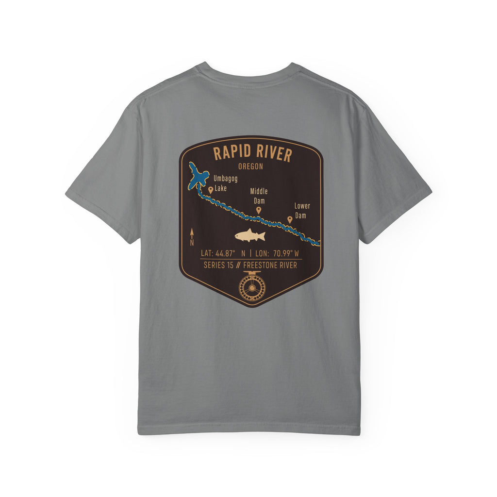 Rapid River Oregon Fly Fishing T-Shirt - Vintage River Map Graphic Tee - Premium Angler Gift