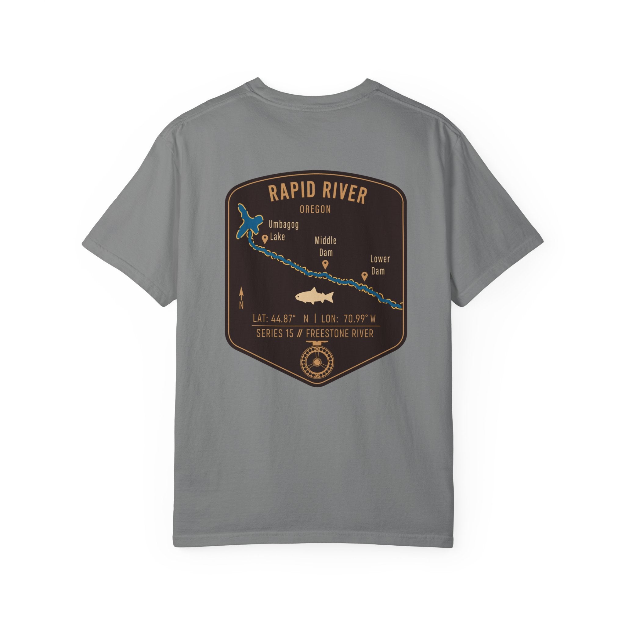 Rapid River Oregon Fly Fishing T-Shirt - Vintage River Map Graphic Tee - Premium Angler Gift