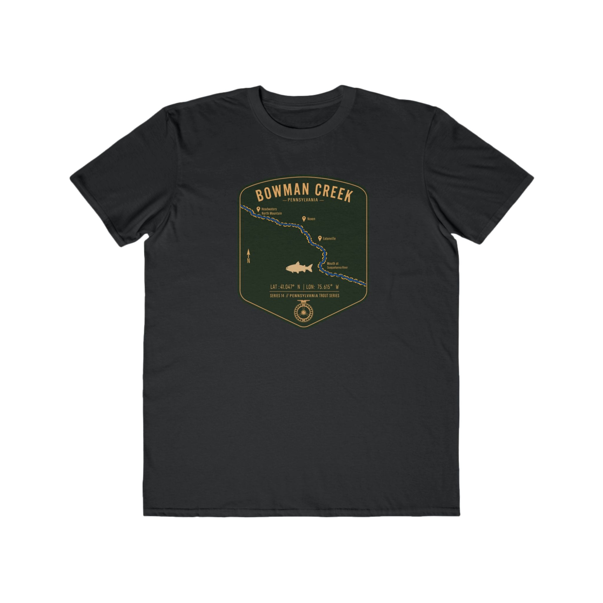 Bowman Creek PA Fishing Map | Lightweight Cotton Trout Tee