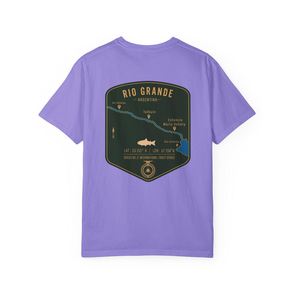 Rio Grande Argentina Fly Fishing T-Shirt - International Trout Series Map - Premium Angler Gift for Trout Fishermen