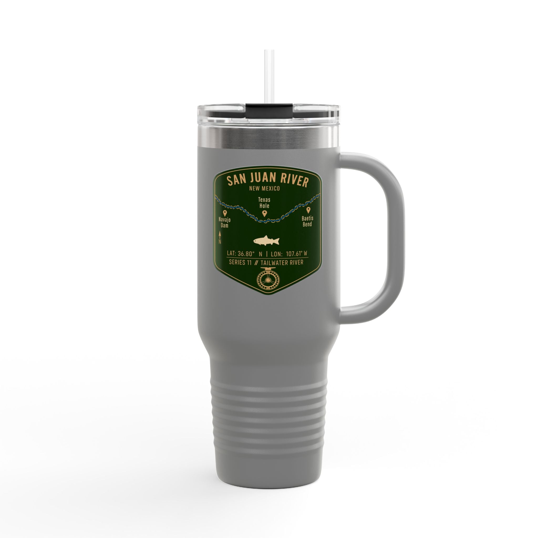 San Juan River Fishing Badge Travel Mug | 40oz Insulated Tumbler