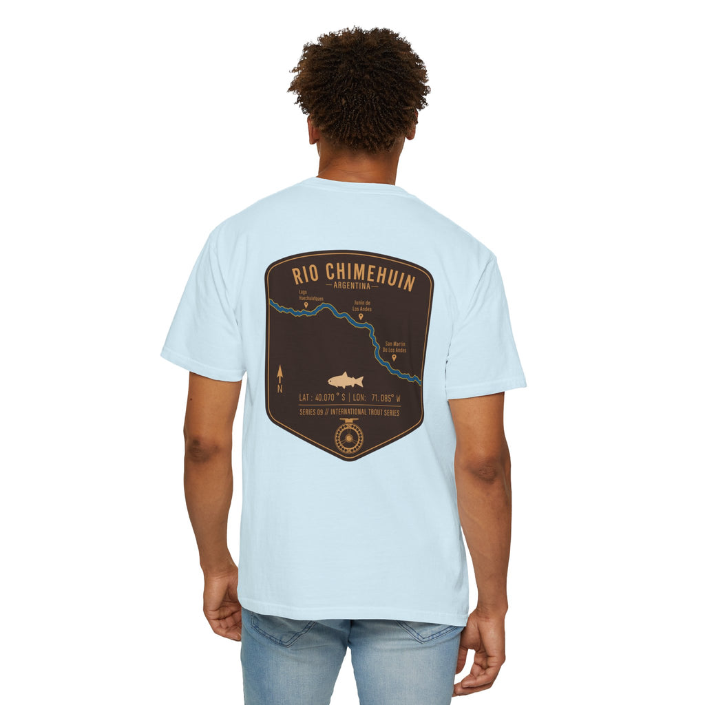 Rio Chimehuin Argentina Fly Fishing T-Shirt - Vintage Patagonia Trout Series Map Tee - Junin de los Andes Souvenir