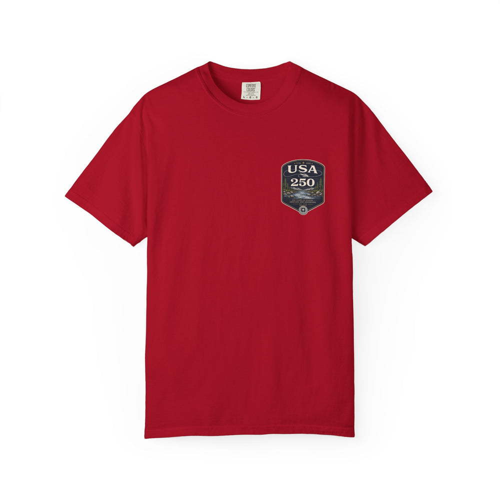USA 250 River Heritage | Pocket-Sized Dark Badge Rugged Cotton Tee