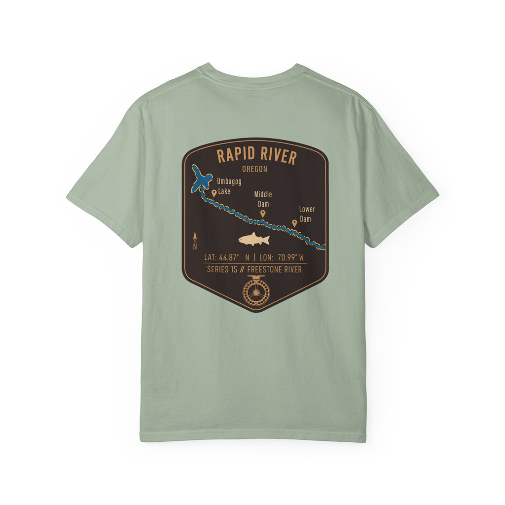 Rapid River Oregon Fly Fishing T-Shirt - Vintage River Map Graphic Tee - Premium Angler Gift