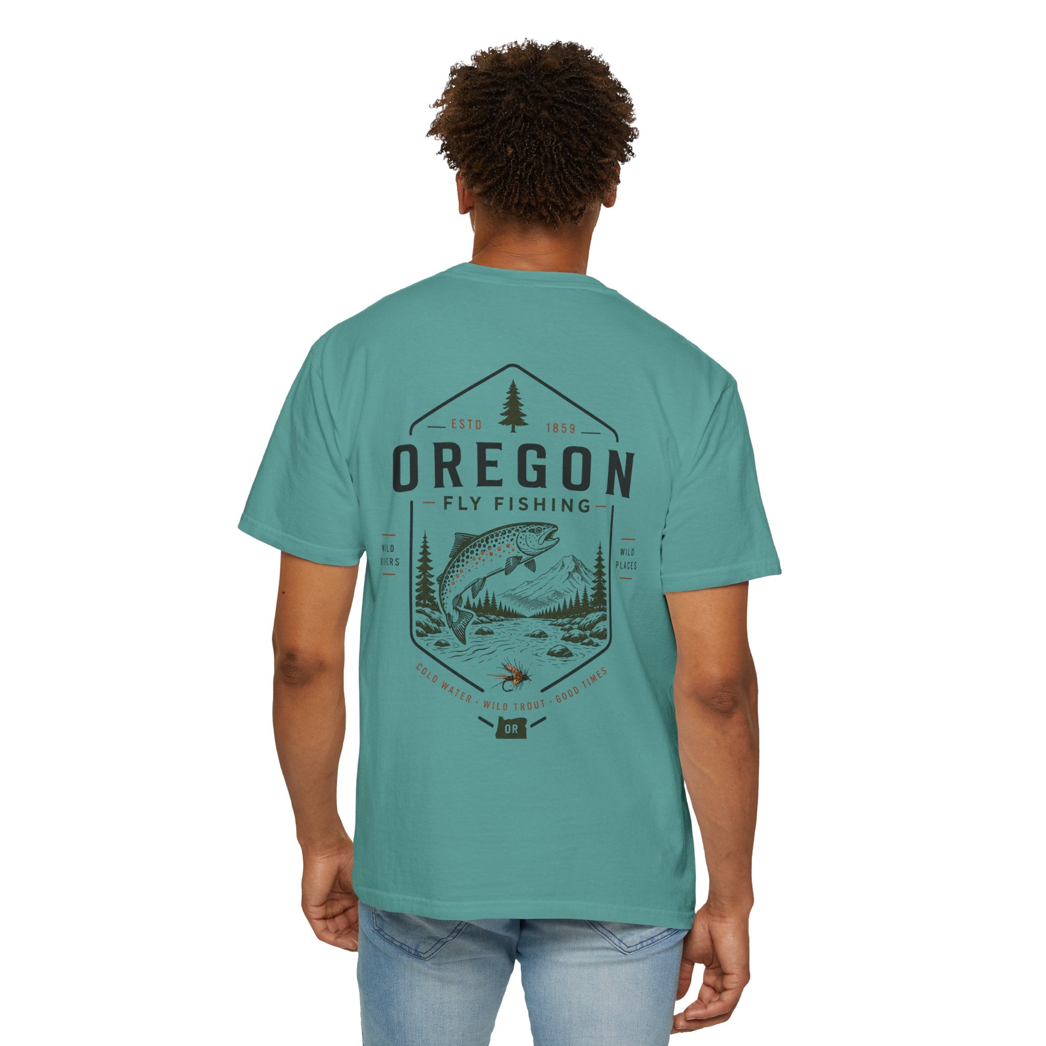 Oregon - State Fly Fishing Badge — Rugged Cotton Tee