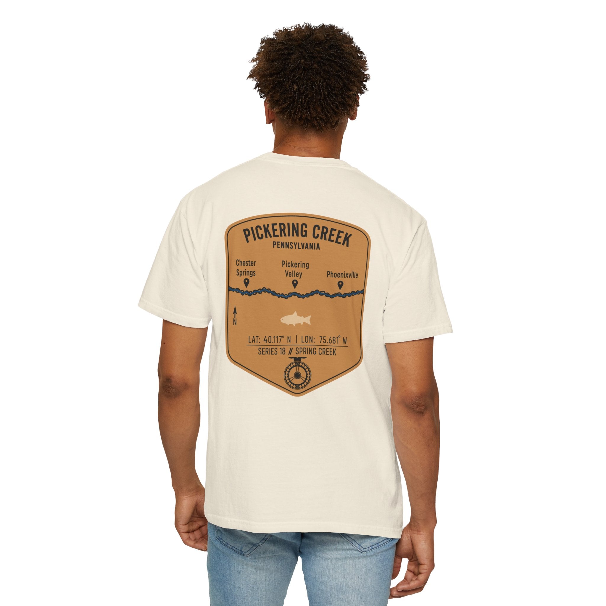 Pickering Creek Pennsylvania Fly Fishing T-Shirt - Chester Springs Phoenixville PA Angler Gift - Vintage Badge Tee