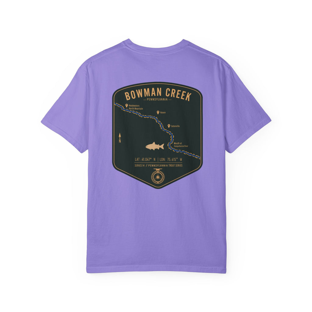 Bowman Creek Pennsylvania Fly Fishing T-Shirt - Series 14 Trout Map Tee for Anglers