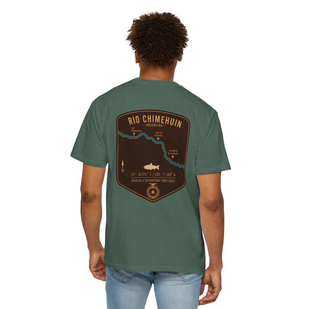 Rio Chimehuin Argentina Fly Fishing T-Shirt - Vintage Patagonia Trout Series Map Tee - Junin de los Andes Souvenir