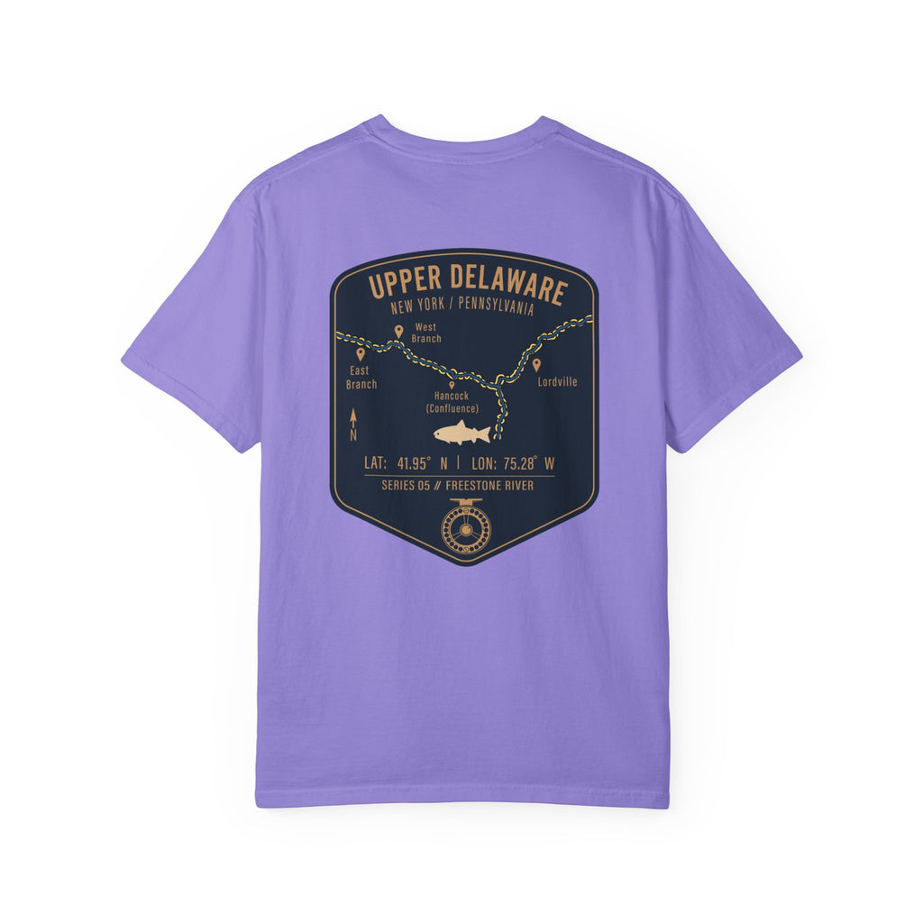Upper Delaware River Fly Fishing T-Shirt - Vintage Hancock NY PA Map Design - Premium Angler Gift Tee