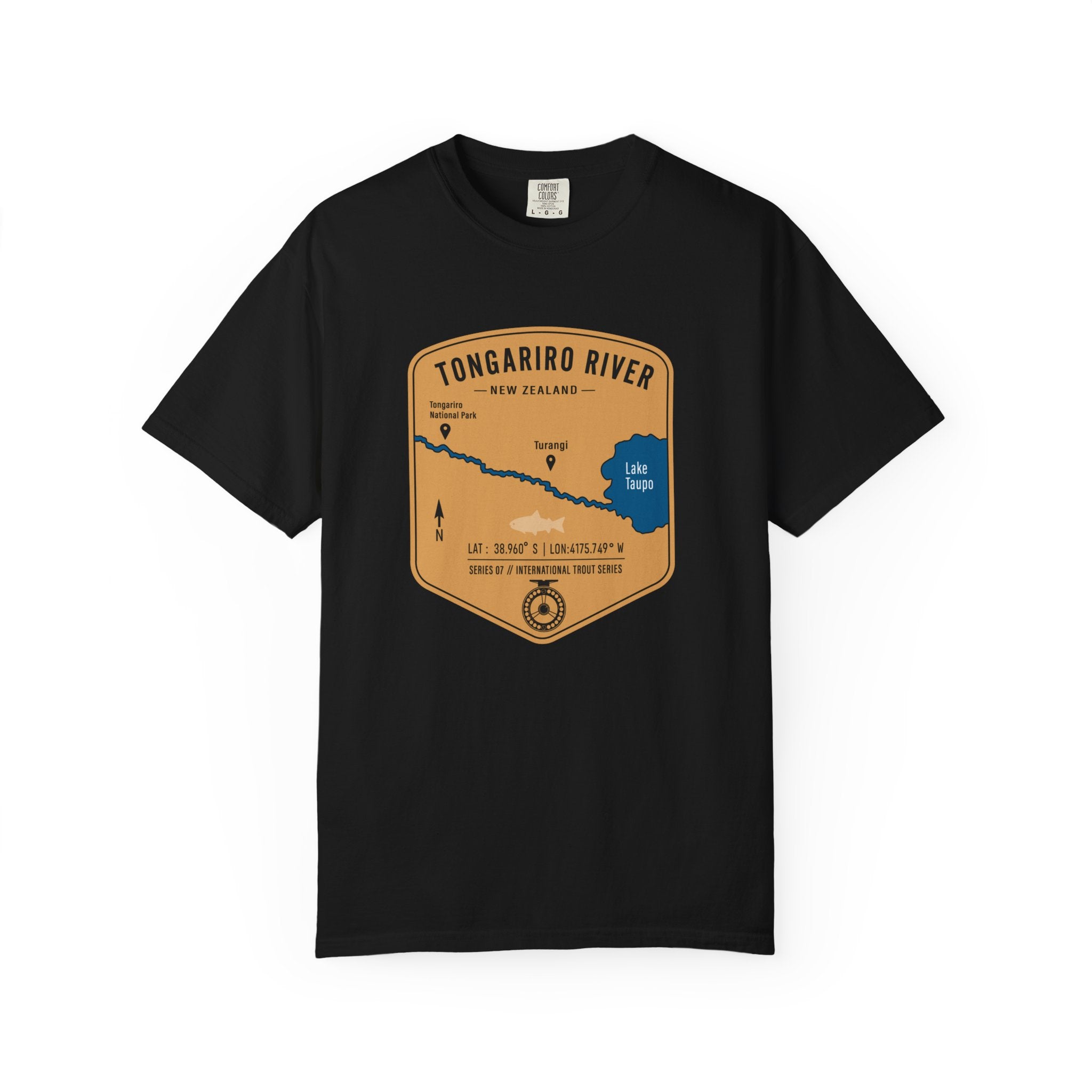 Global Series - Tongariro River New Zealand Fishing Map | Rugged Cotton Trout Tee