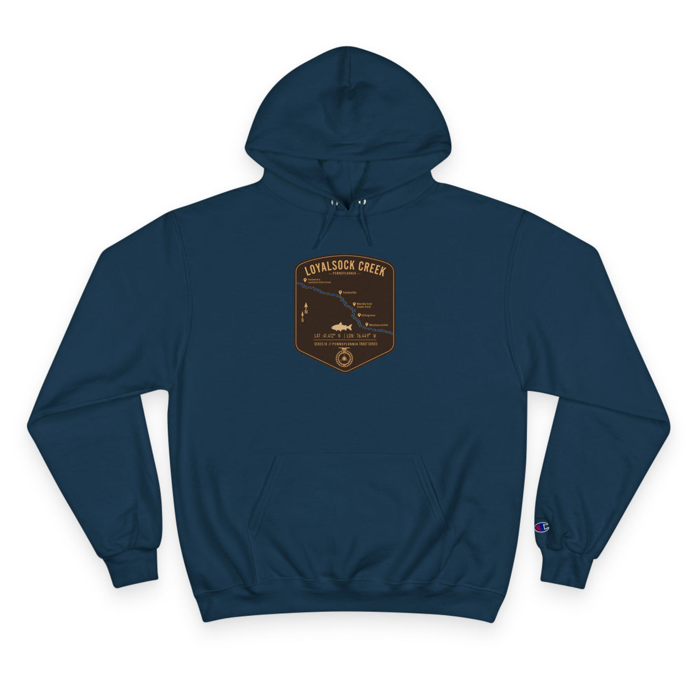 Loyalsock Creek PA Patch Graphic Hoodie | Outdoor Adventure