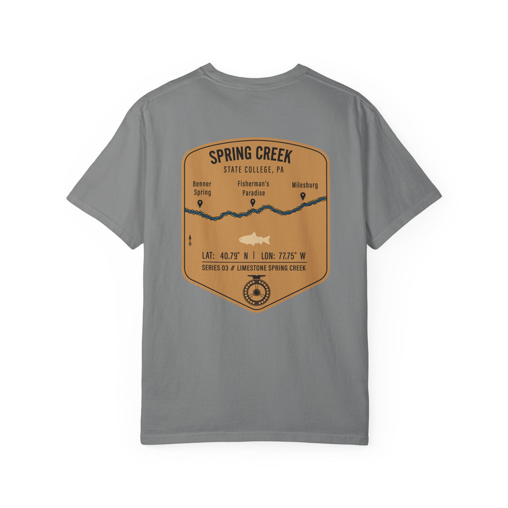 Spring Creek State College PA Fly Fishing T-Shirt - Fisherman's Paradise Trout Map Tee - Premium Pennsylvania Outdoor Apparel