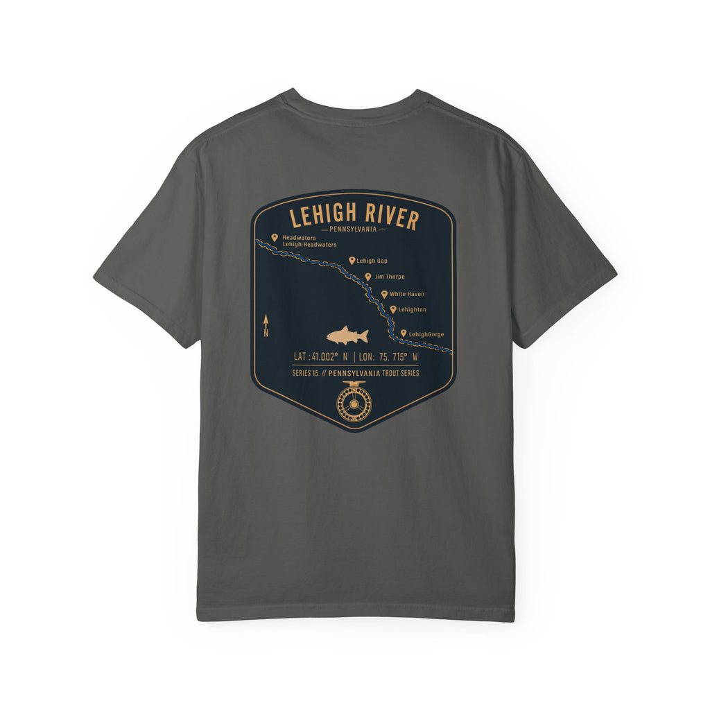 Lehigh River Pennsylvania Trout Fishing T-Shirt - Fly Fishing Map Tee with Jim Thorpe & Lehigh Gorge - Premium Angler Gift
