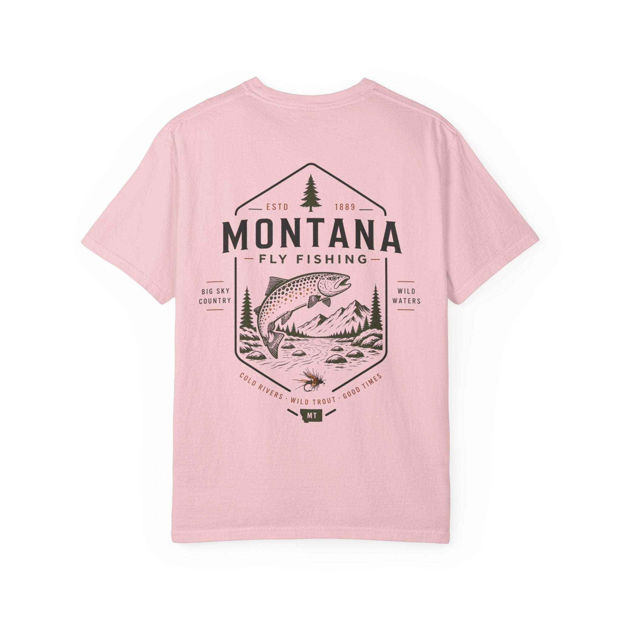 Montana - State Fly Fishing Badge — Rugged Cotton Tee