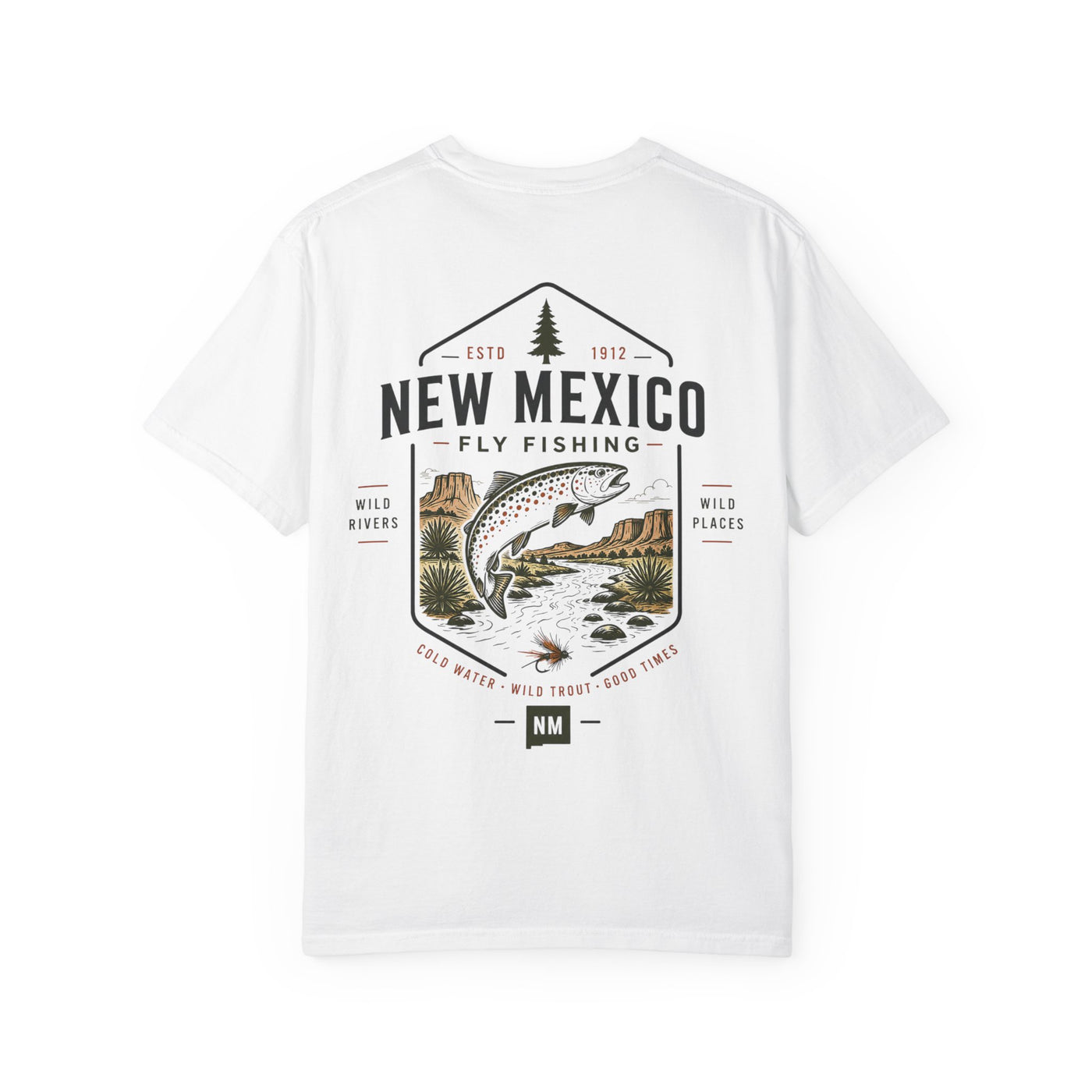 New Mexico - State Fly Fishing Badge — Rugged Cotton Tee