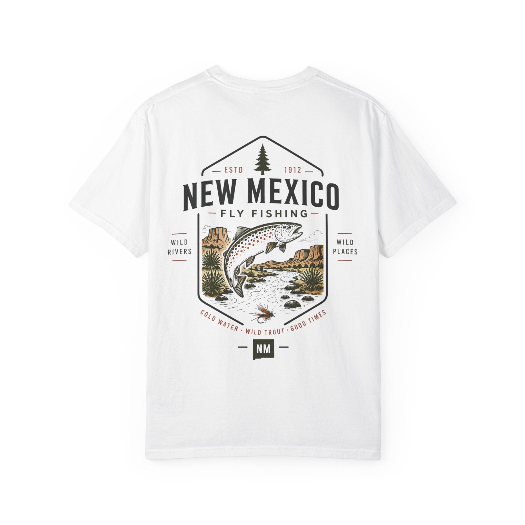 New Mexico - State Fly Fishing Badge — Rugged Cotton Tee