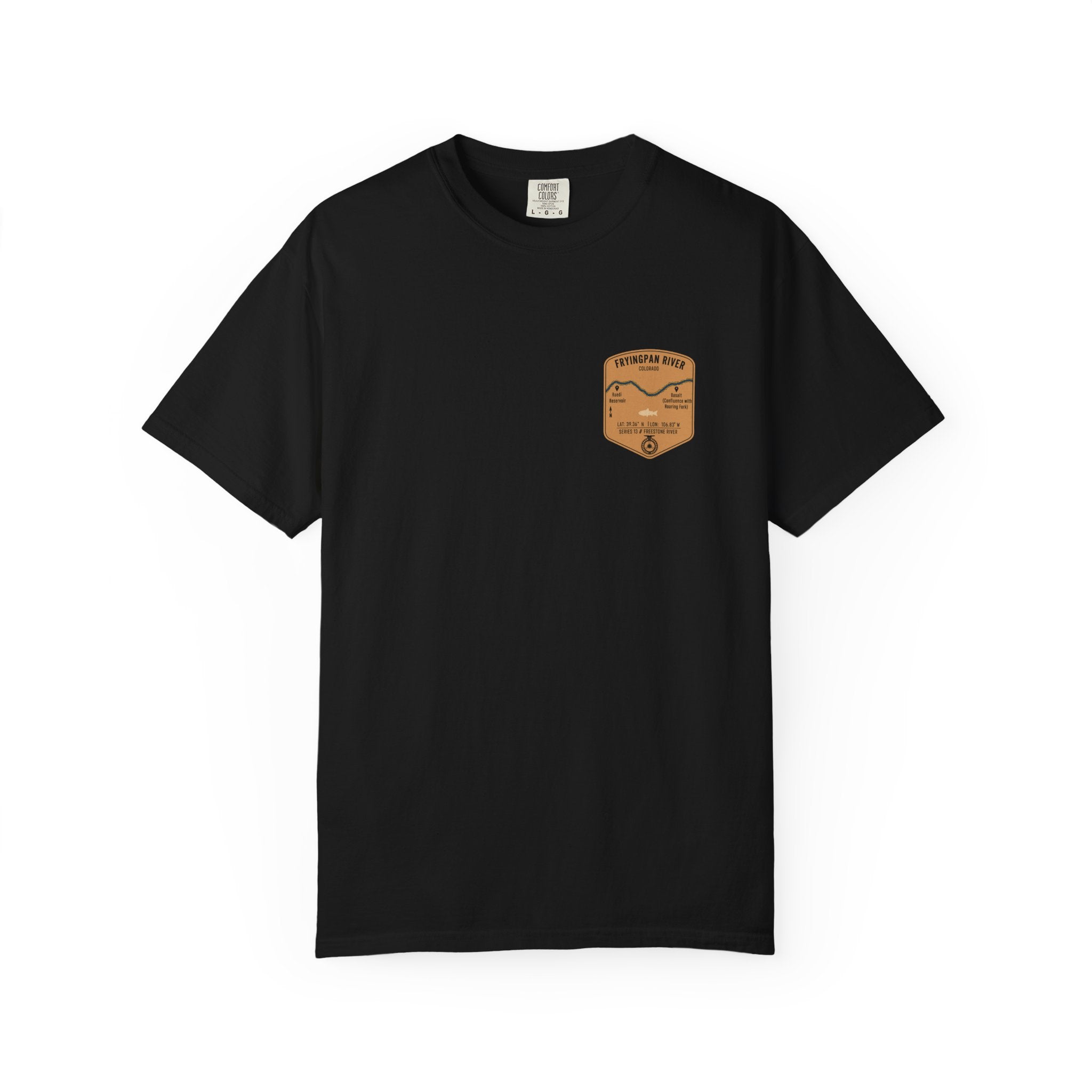 Fryingpan River Fishing Map Pocket-Size Patch — Rugged Cotton Tee