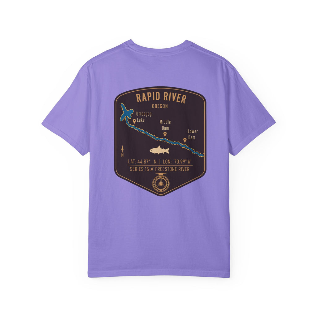 Rapid River Oregon Fly Fishing T-Shirt - Vintage River Map Graphic Tee - Premium Angler Gift