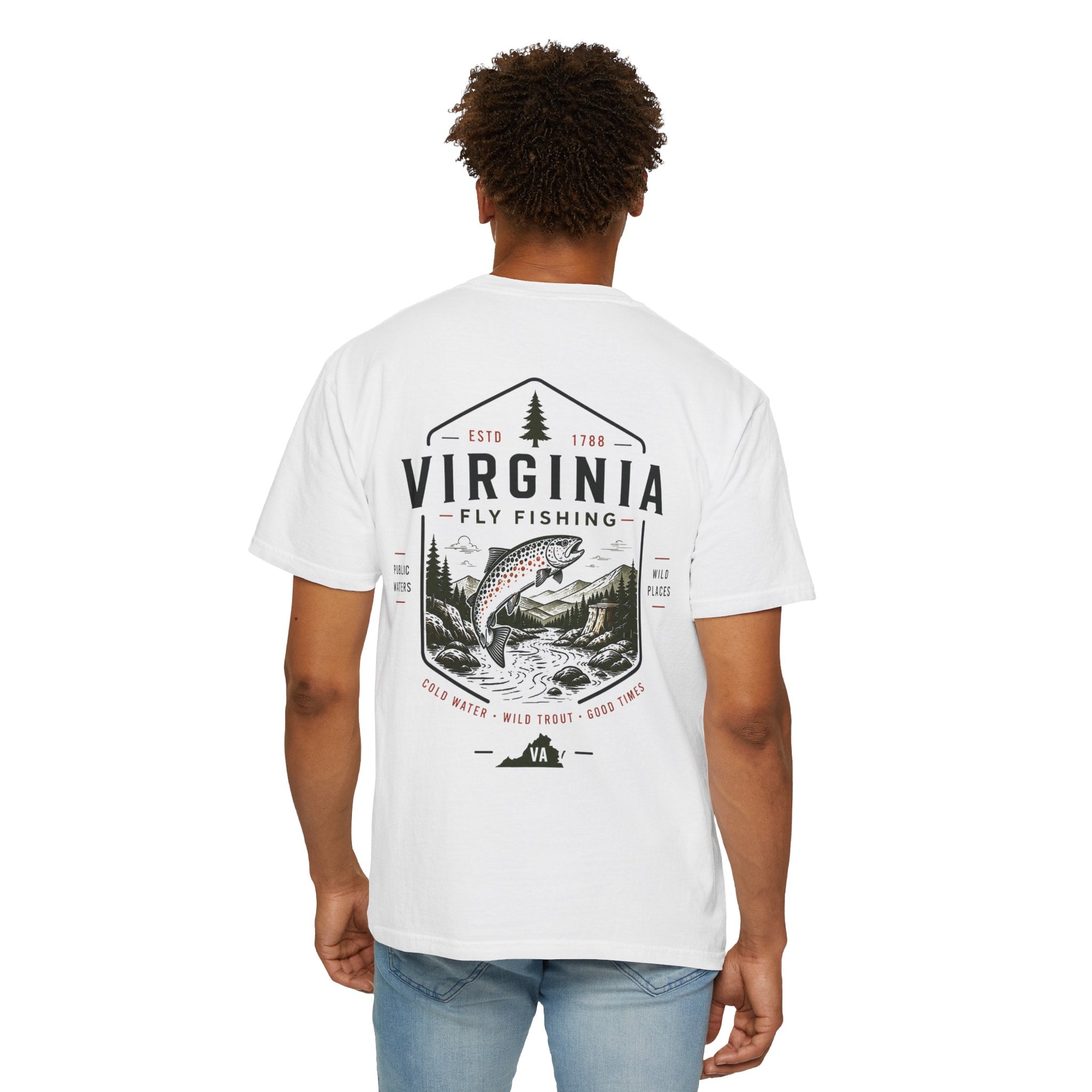 Virginia - State Fly Fishing Badge — Rugged Cotton Tee