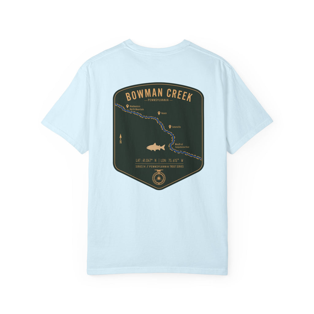 Bowman Creek Pennsylvania Fly Fishing T-Shirt - Series 14 Trout Map Tee for Anglers
