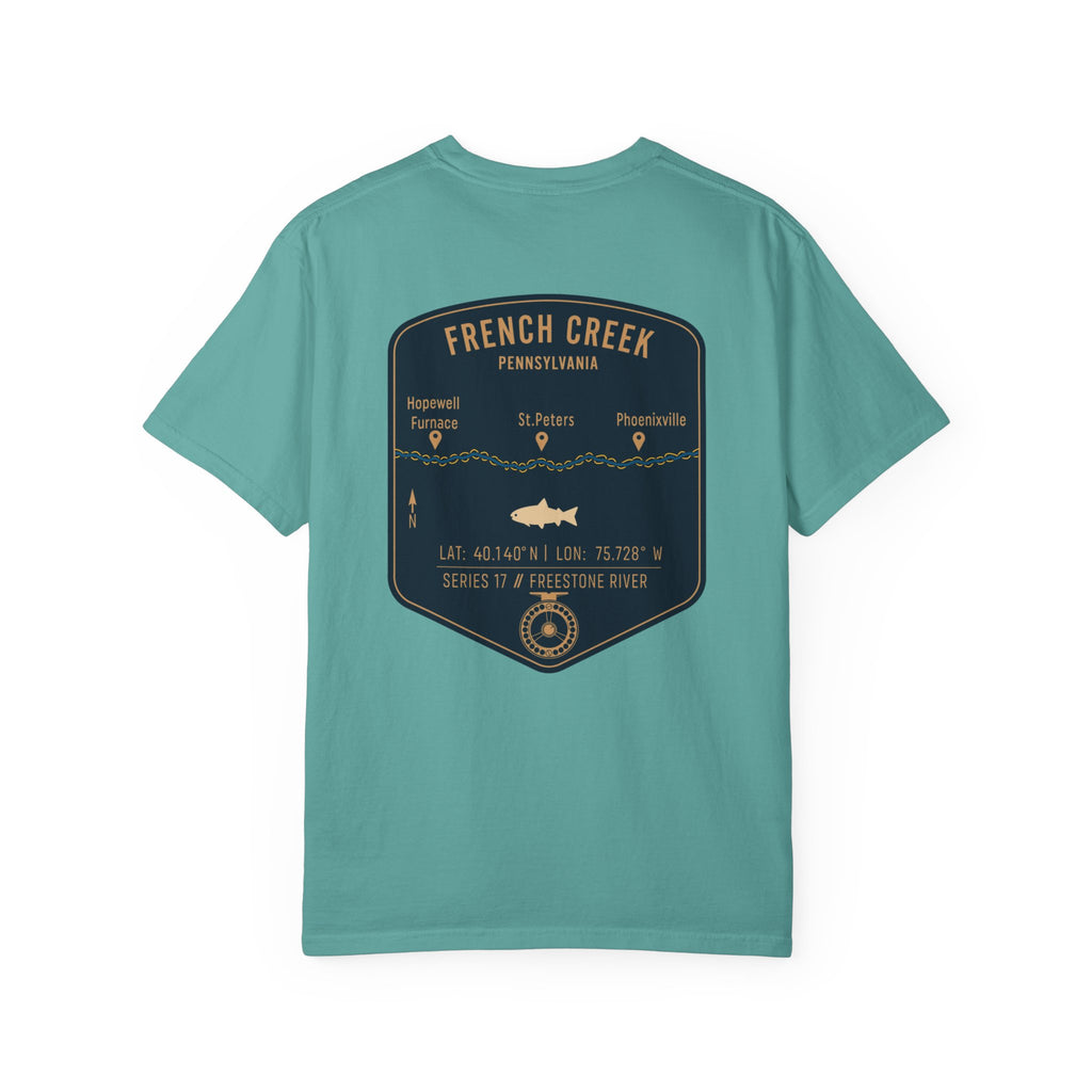 French Creek Pennsylvania Fly Fishing T-Shirt - Vintage Angler Tee with Hopewell Furnace & Phoenixville - Premium Fishing Gift for Men