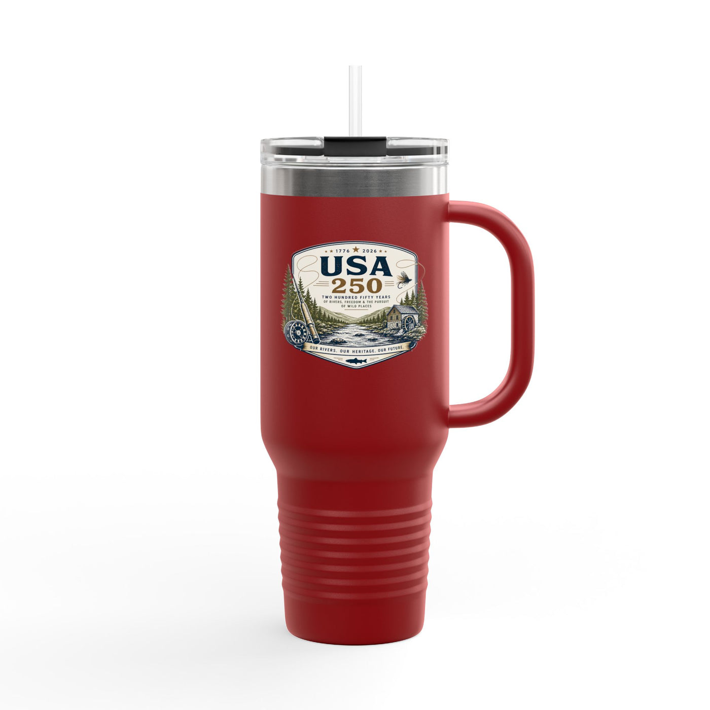 USA 250 River Heritage | Light Color Badge Travel Mug | 40oz Insulated Tumbler