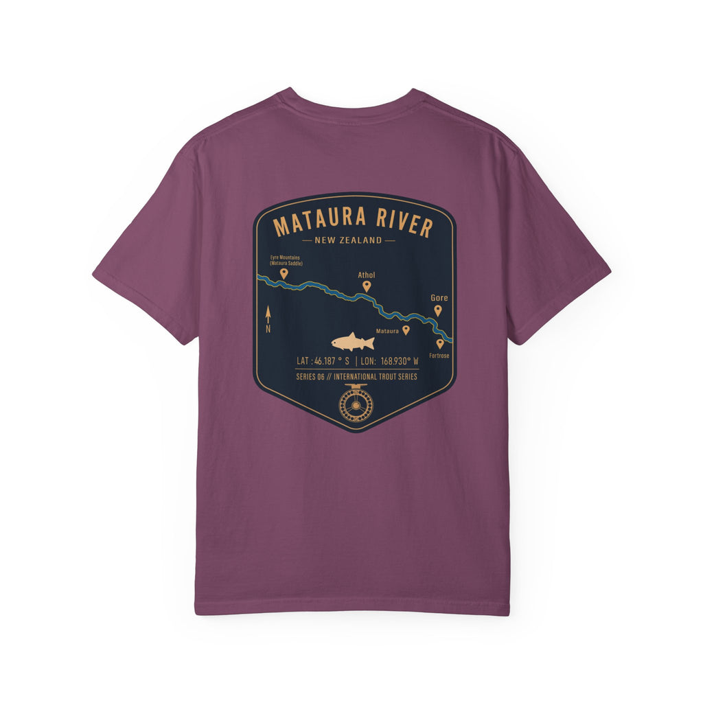 Mataura River New Zealand Fly Fishing T-Shirt - Vintage Trout Series Map Graphic Tee - Gift for Anglers