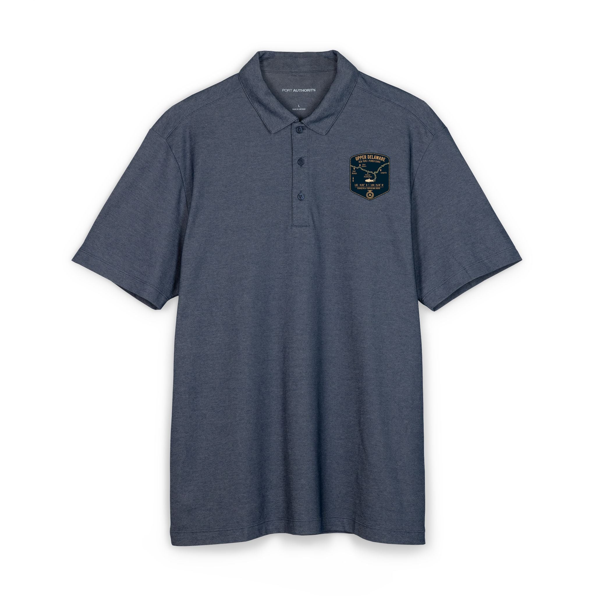 Upper Delaware Fishing Map Polo | Port Authority® Fine Pique Blend