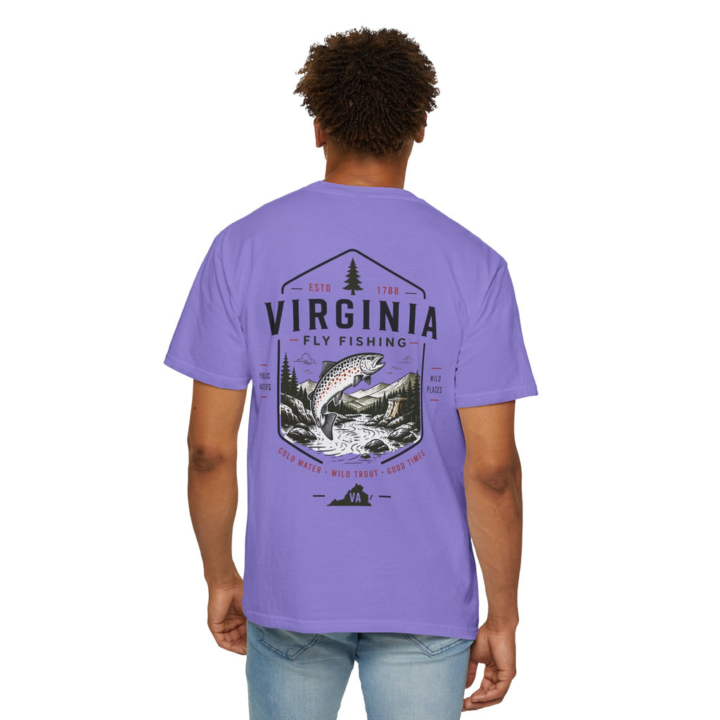Virginia - State Fly Fishing Badge — Rugged Cotton Tee