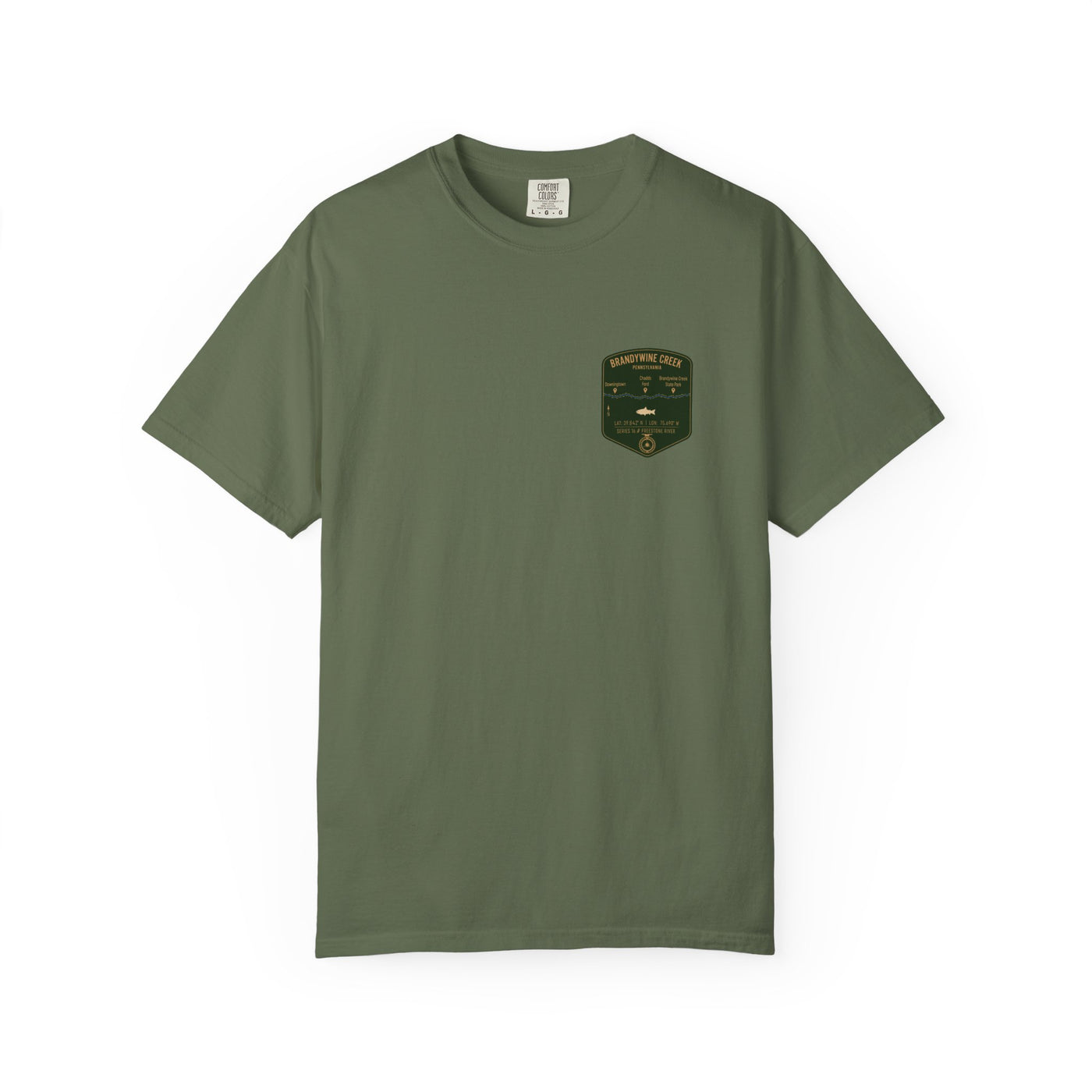 Brandywine Creek Fishing Map Pocket-Size Patch — Rugged Cotton Tee