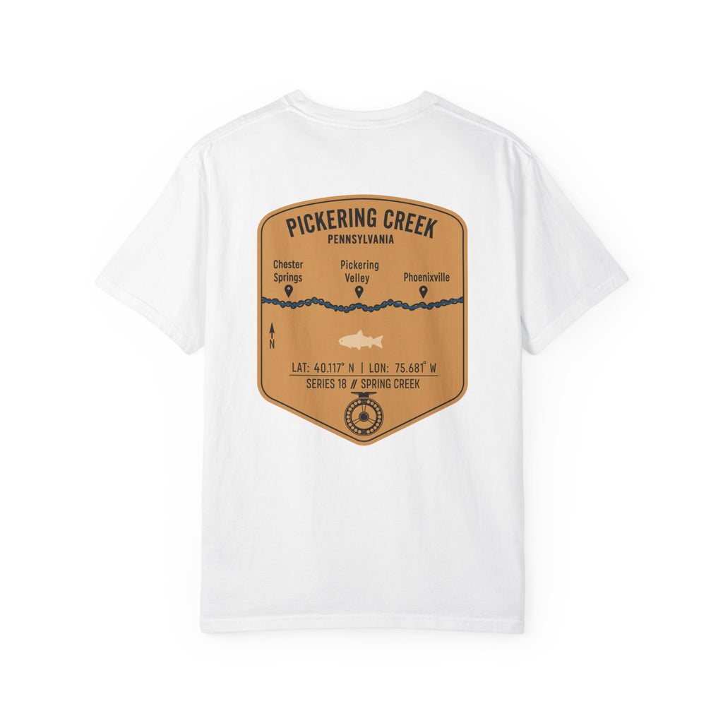 Pickering Creek Pennsylvania Fly Fishing T-Shirt - Chester Springs Phoenixville PA Angler Gift - Vintage Badge Tee