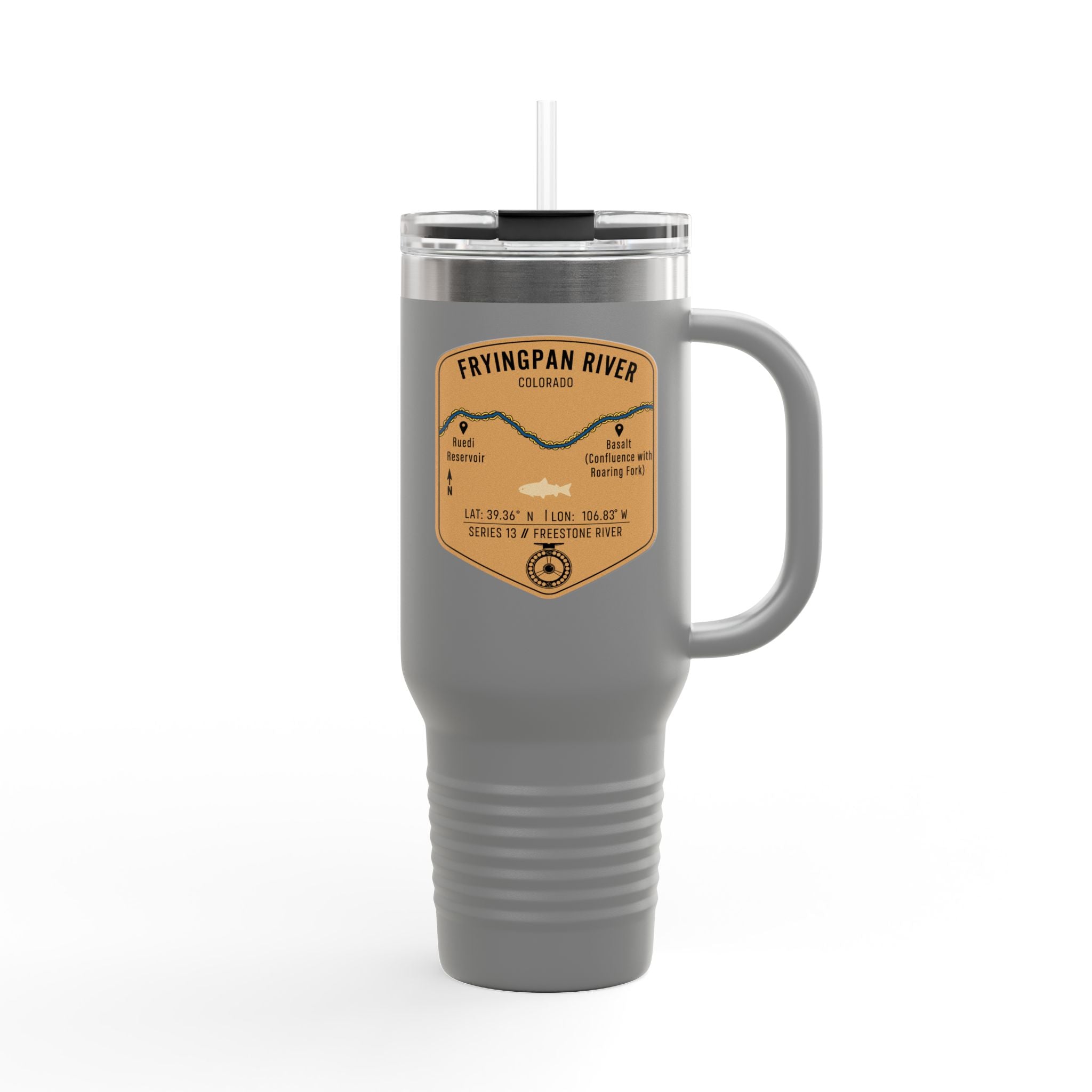 Fryingpan River Fishing Badge Travel Mug | 40oz Insulated Tumbler
