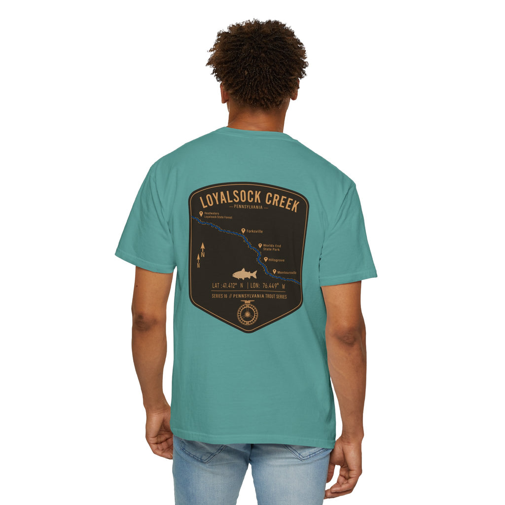 Loyalsock Creek Pennsylvania Fly Fishing T-Shirt - Vintage Trout Series Map Tee for Anglers and Outdoorsmen