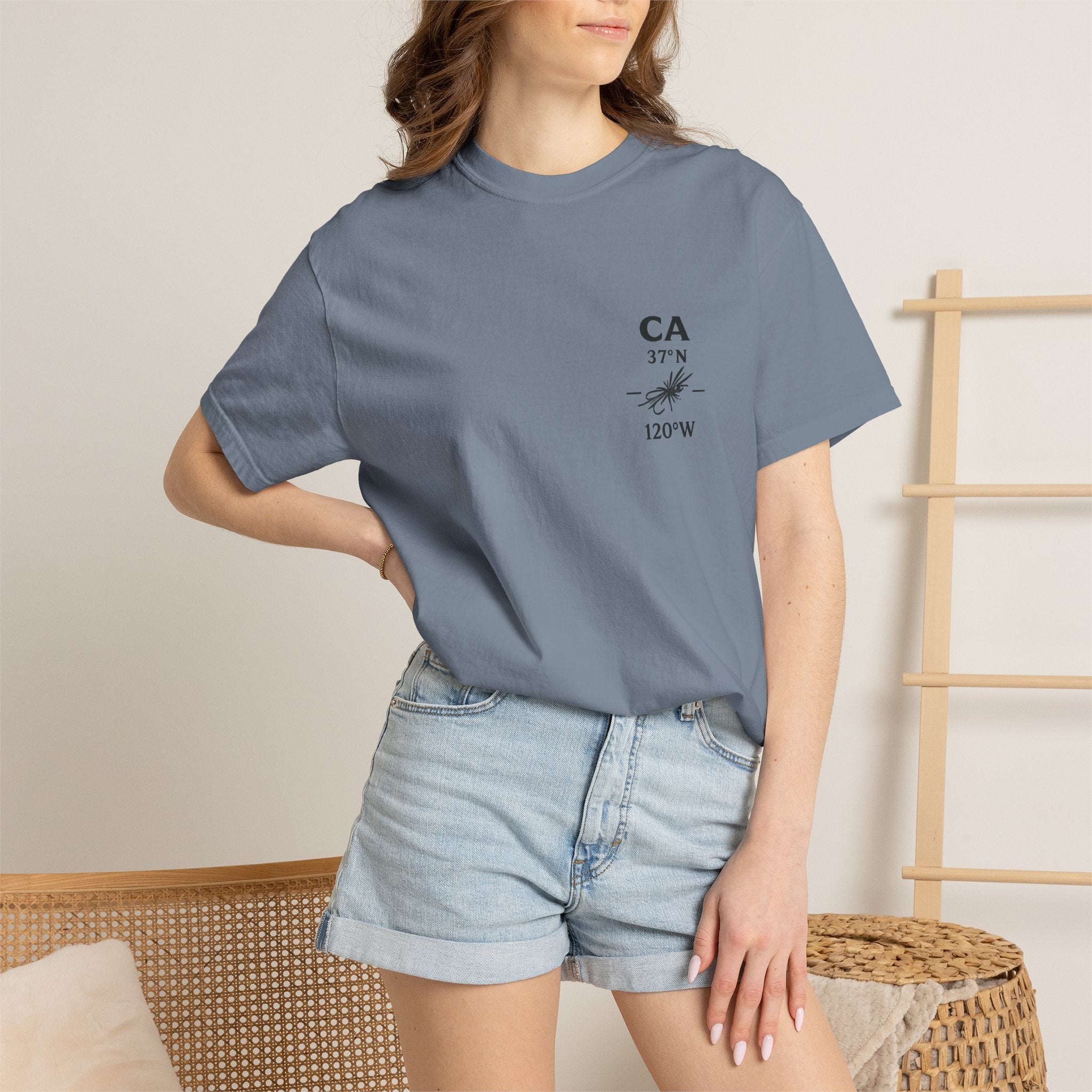California - State Fly Fishing Badge — Rugged Cotton Tee