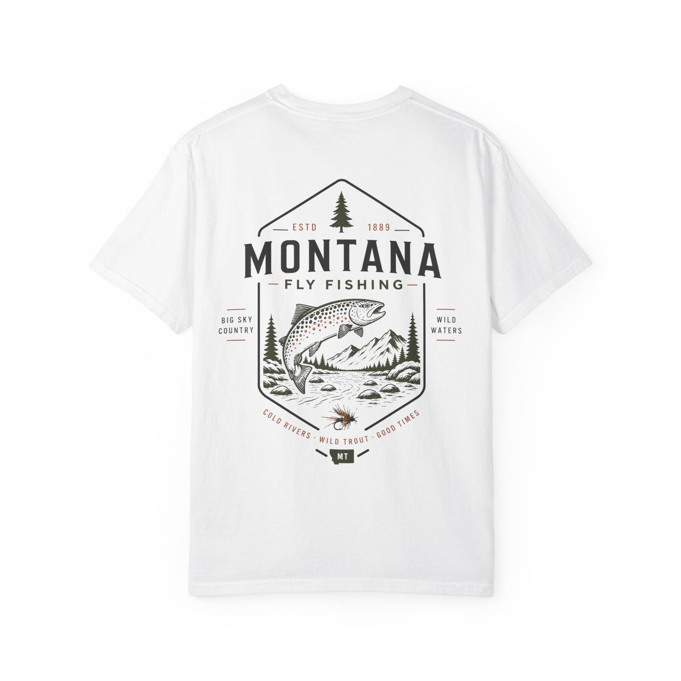 Montana - State Fly Fishing Badge — Rugged Cotton Tee