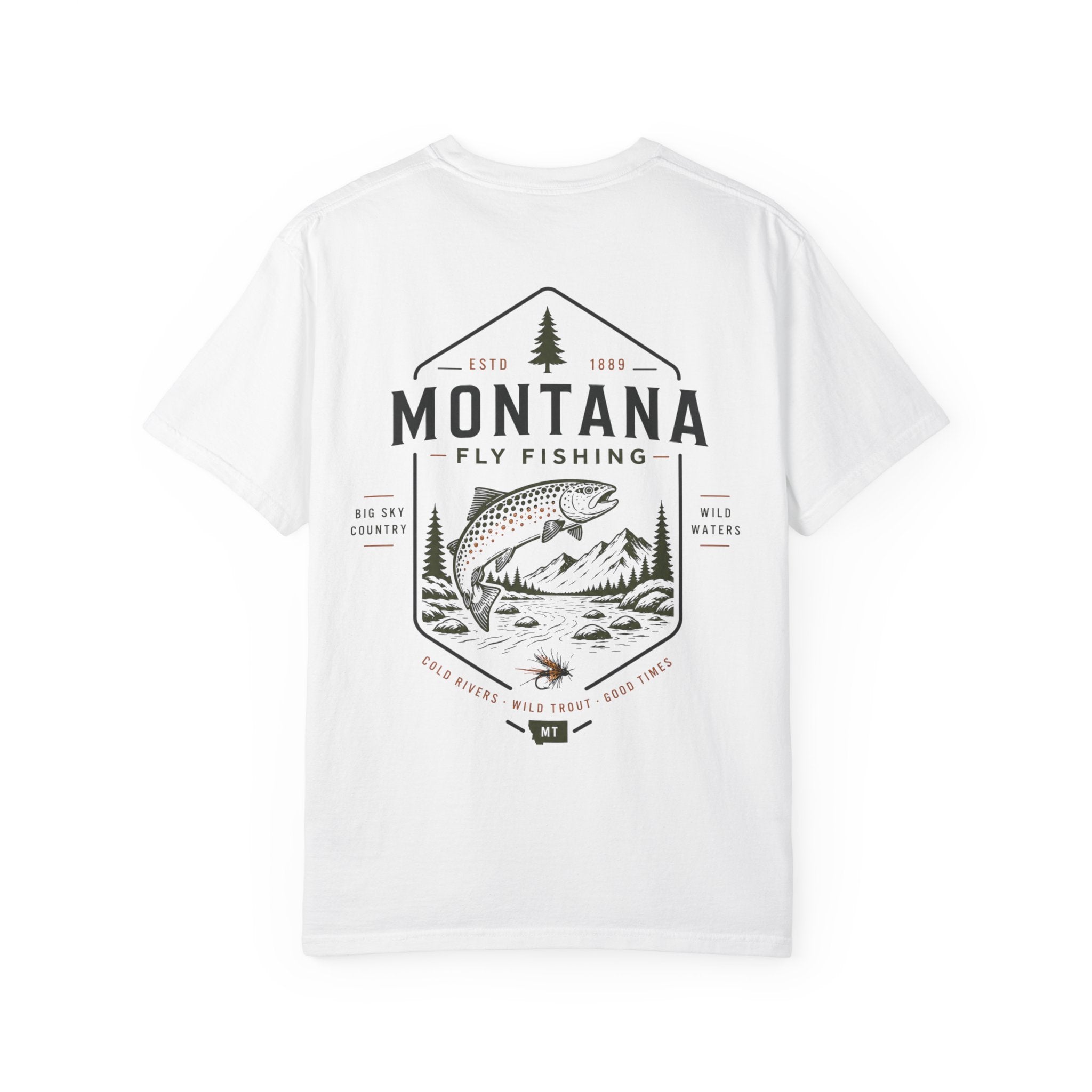 Montana - State Fly Fishing Badge — Rugged Cotton Tee