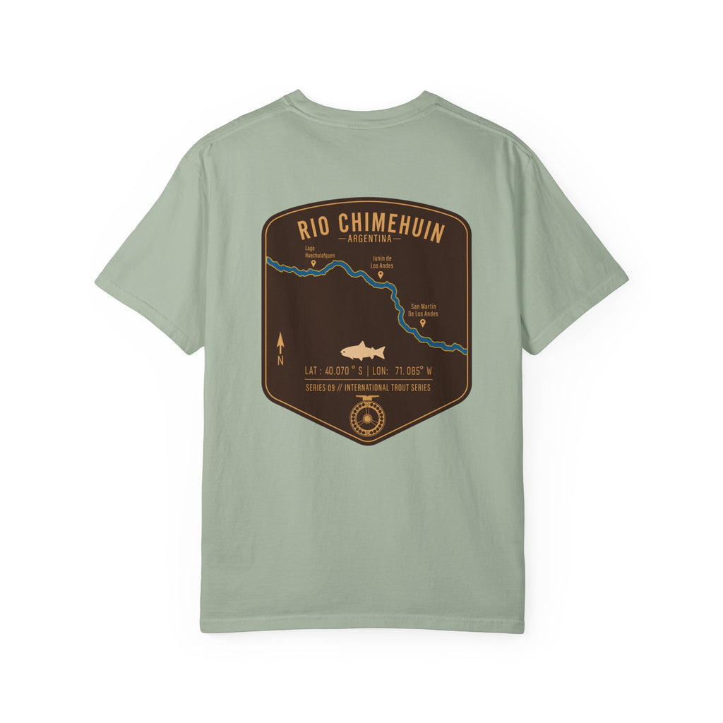 Rio Chimehuin Argentina Fly Fishing T-Shirt - Vintage Patagonia Trout Series Map Tee - Junin de los Andes Souvenir