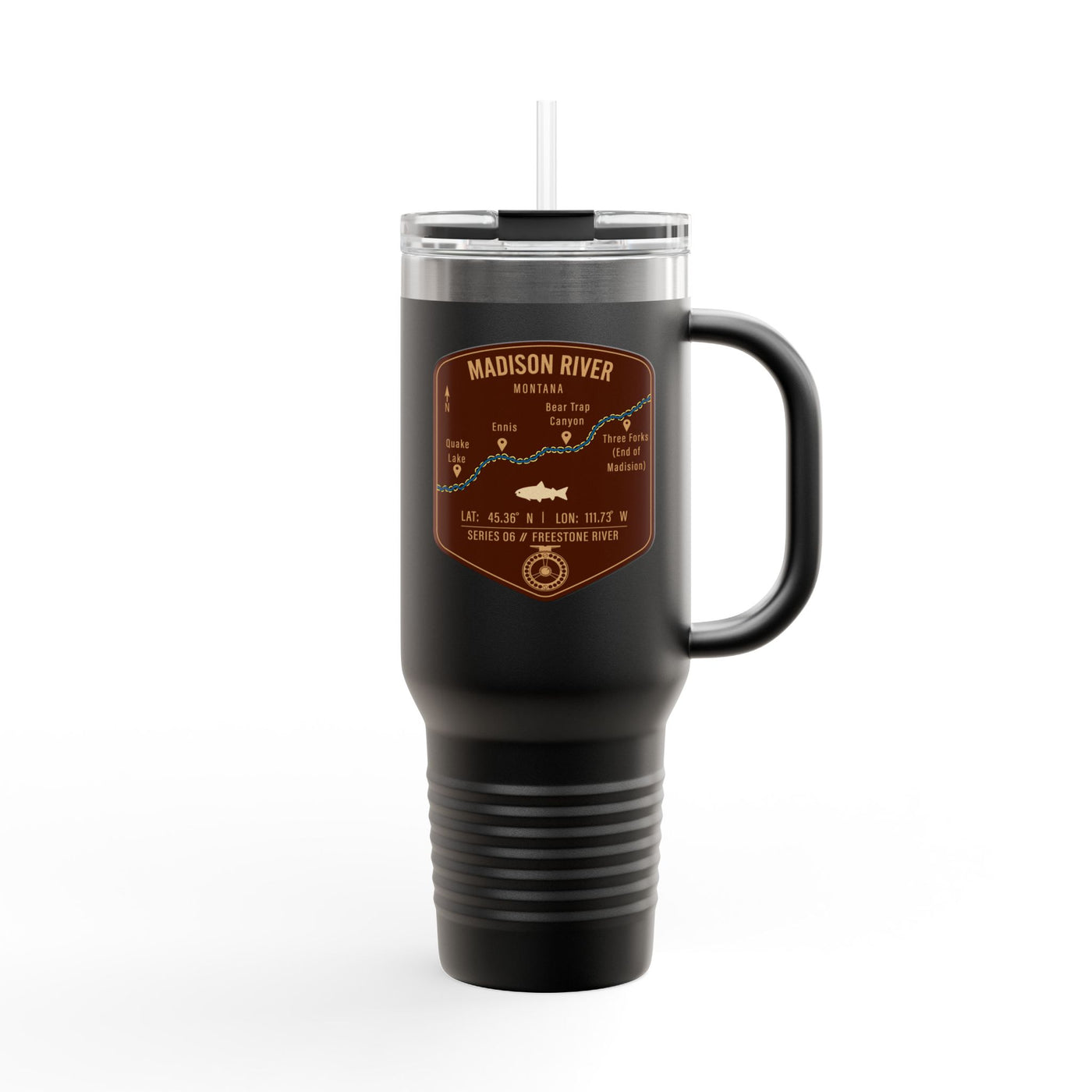 Madison River Fishing Badge Travel Mug | 40oz Insulated Tumbler