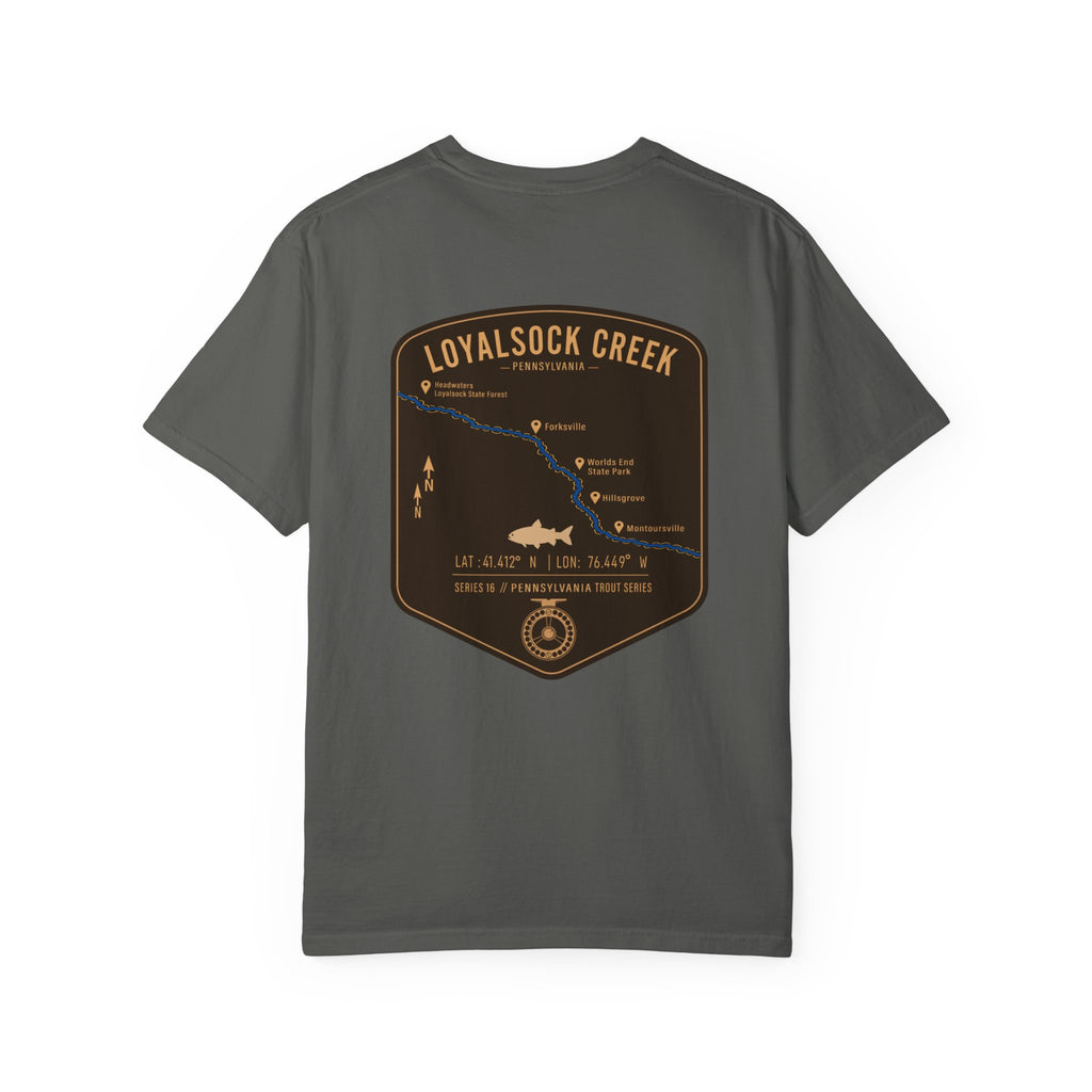 Loyalsock Creek Pennsylvania Fly Fishing T-Shirt - Vintage Trout Series Map Tee for Anglers and Outdoorsmen